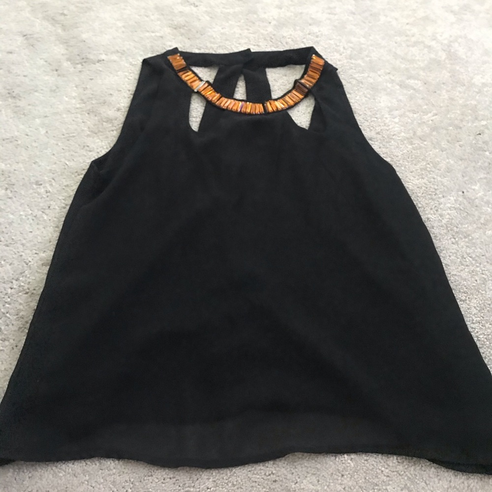 Black blouse with gem collar